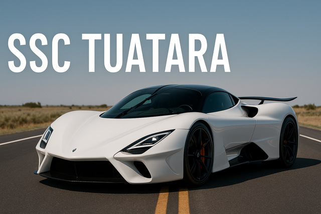 SSC Tuatara hypercar on open road highlighting aerodynamic design and speed.