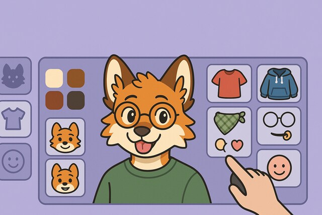 Customizing a furry Picrew character using an avatar editor.