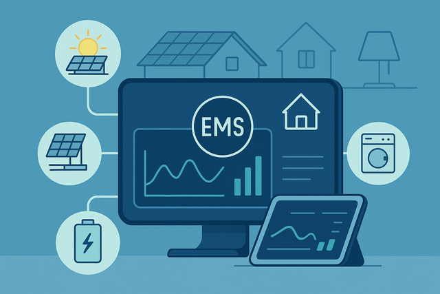 Energy Management System interface showing smart energy flow.