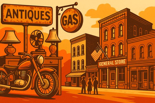 Antiques and a restored small-town street inspired by American Pickers.