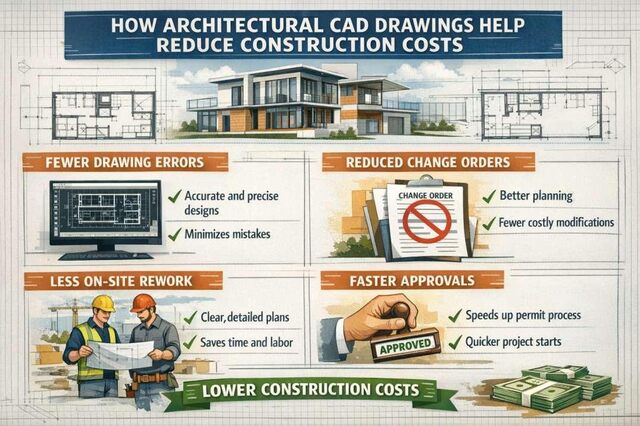 Architectural CAD drawing reducing construction costs through accurate planning