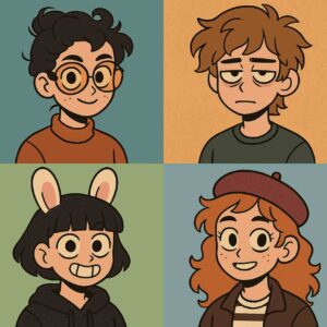 Makowka Picrew avatars with distinct cartoon-style features and expressions.