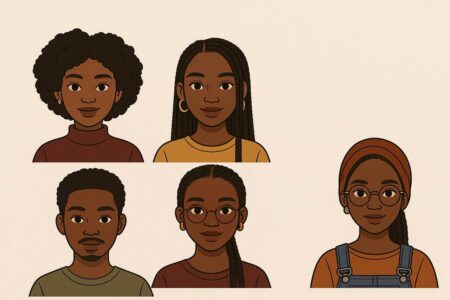 Black Picrew avatars with text on representation, top makers, and inclusive design tips