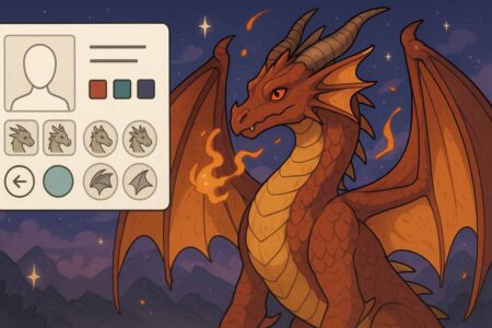Custom dragon avatar designed using Picrew avatar maker tools