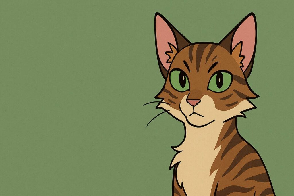 Custom Warrior Cats avatar with unique fur and green eyes
