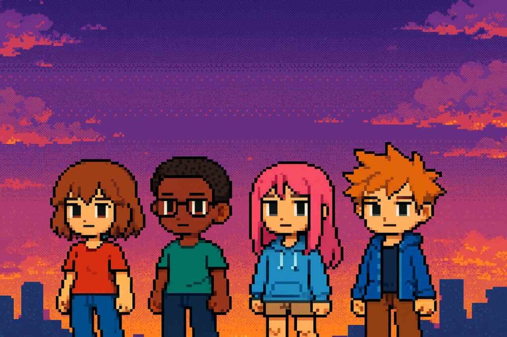 Customizable Picrew pixel sprites in retro style