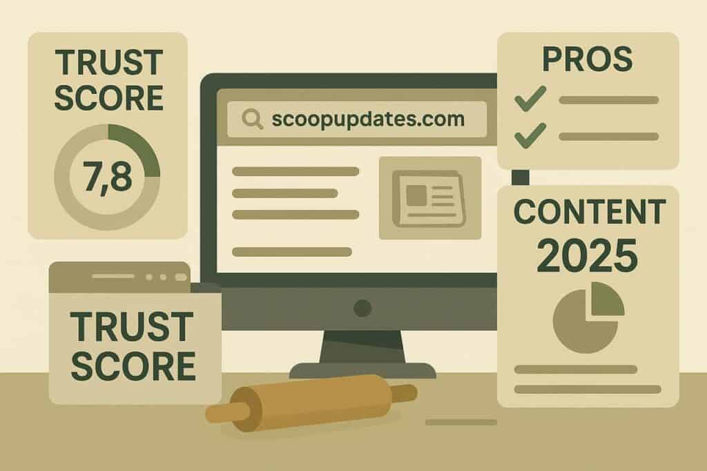 Scoopupdates.com 2025 website review with trust score and analysis.