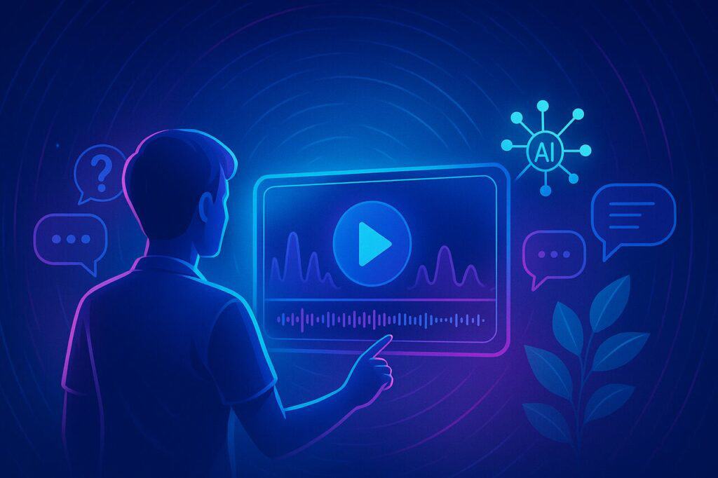 video&a interactive video Q&A and multimodal intelligence illustration