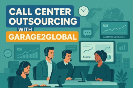 Call center agents with performance dashboards and global network map.