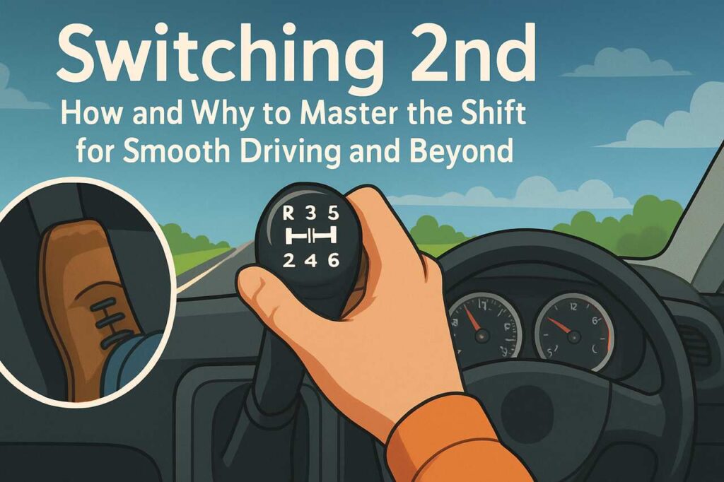 Manual driver shifting into second gear for smooth driving.