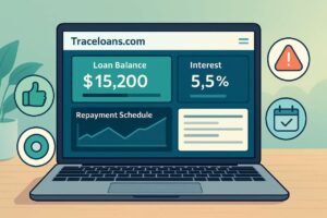 Loan management dashboard showing balances, tracking, and financial tools.