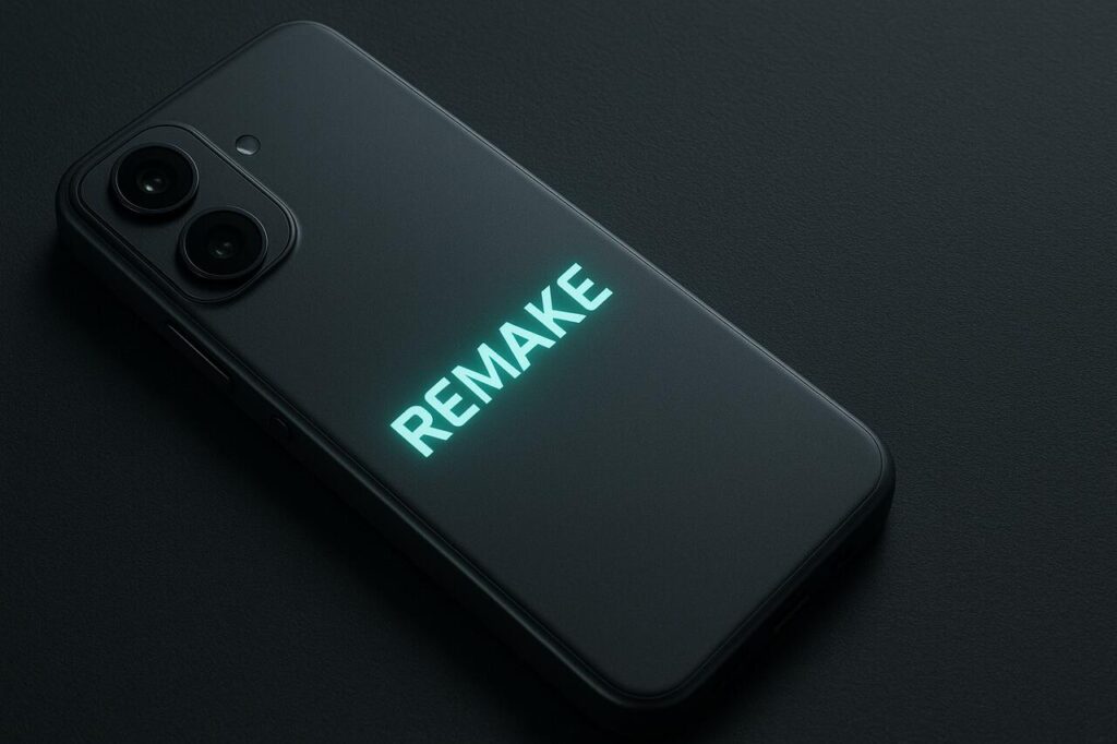 Ayaneo Phone with glowing Remake logo in teaser