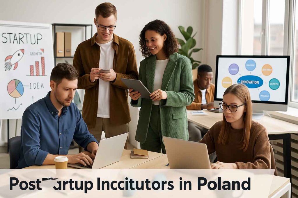 Polish startup incubator with entrepreneurs and innovation boards