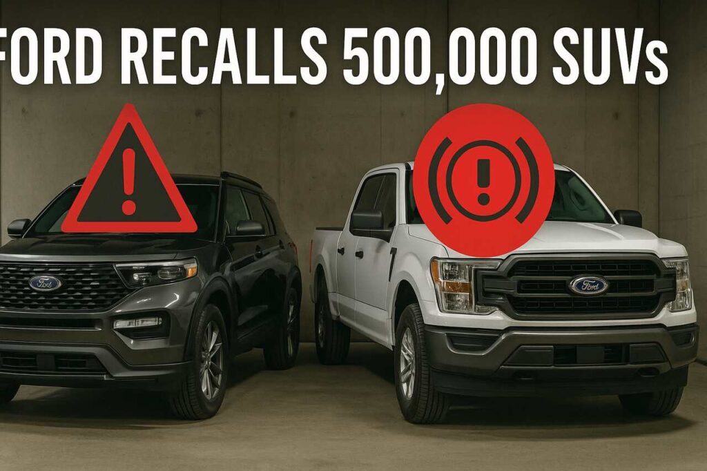 Ford SUV and truck with brake fluid warning symbol