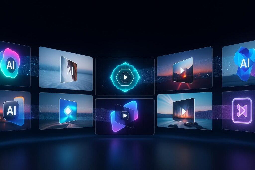 Top Image to Video Tools for U.S. Creators & Marketers – The Complete 2025 Guide 2025 AI image-to-video tools interface with video and AI icons.