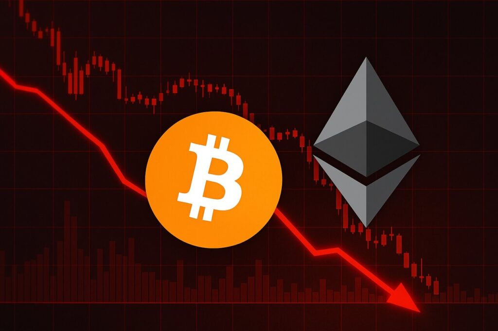 Why the Crypto Market Is Crashing: Key Economic, Regulatory, and Technical Drivers Explained Crypto market crash chart with Bitcoin and Ethereum symbols