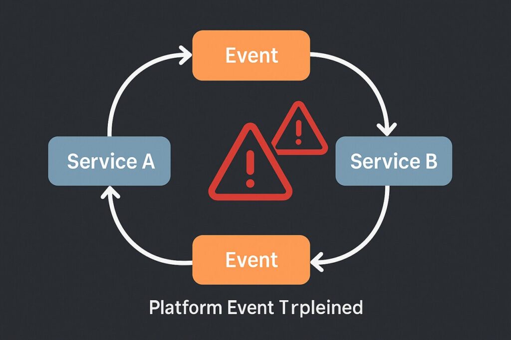 Loop diagram of platform event trap with warning signs