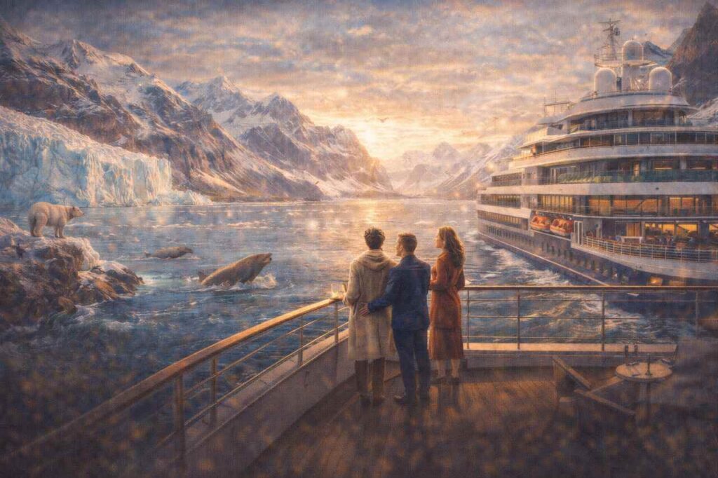 Luxury small-ship expedition cruise in a scenic and remote destination.