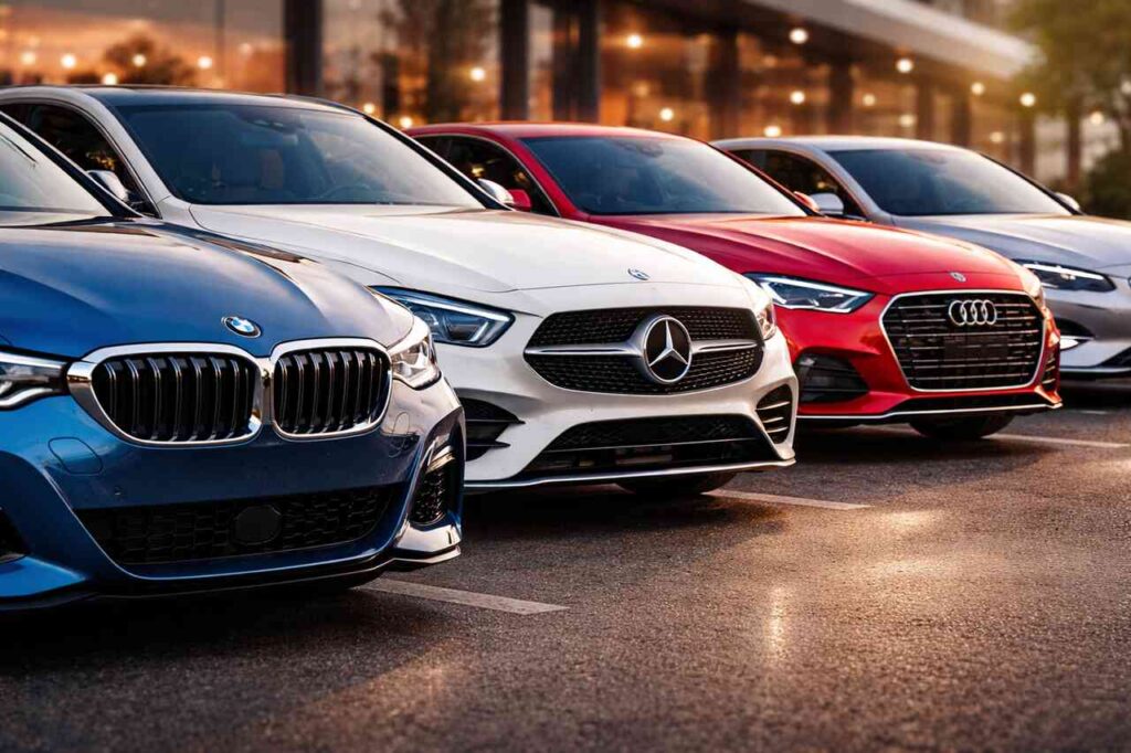 Lineup of styled cars showcasing brand identity through design.