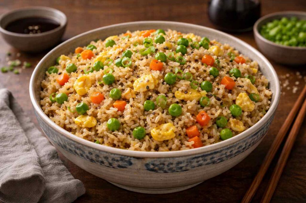 Easy Fried Rice Recipe: How to Make Chinese Fried Rice with Jasmine Rice, Soy Sauce, Eggs, and Vegetables Chinese fried rice with jasmine rice, eggs, and vegetables