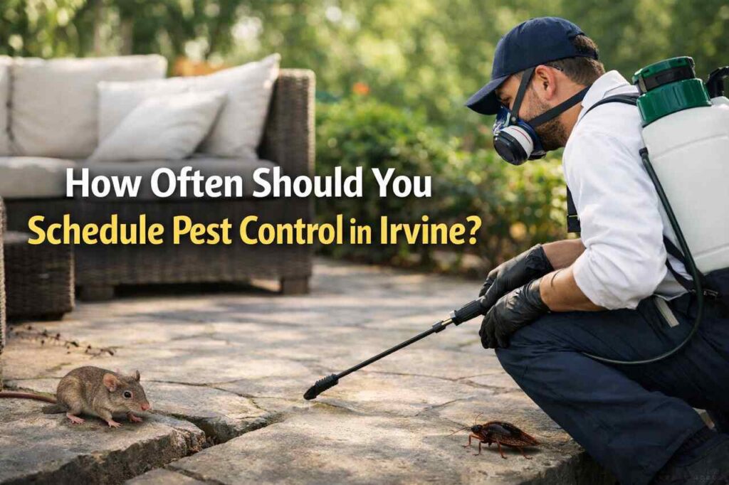 How Often Should You Schedule Pest Control in Irvine Pest control technician treating home exterior in Irvine