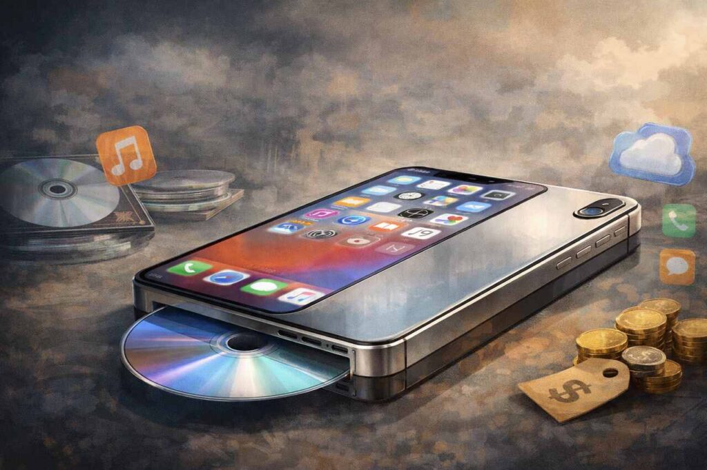 CDiPhone: Meaning, Features, Use Cases, Benefits, Limits, and Future of a CD-to-iPhone Hybrid Concept CDiPhone hybrid smartphone with built-in CD drive concept