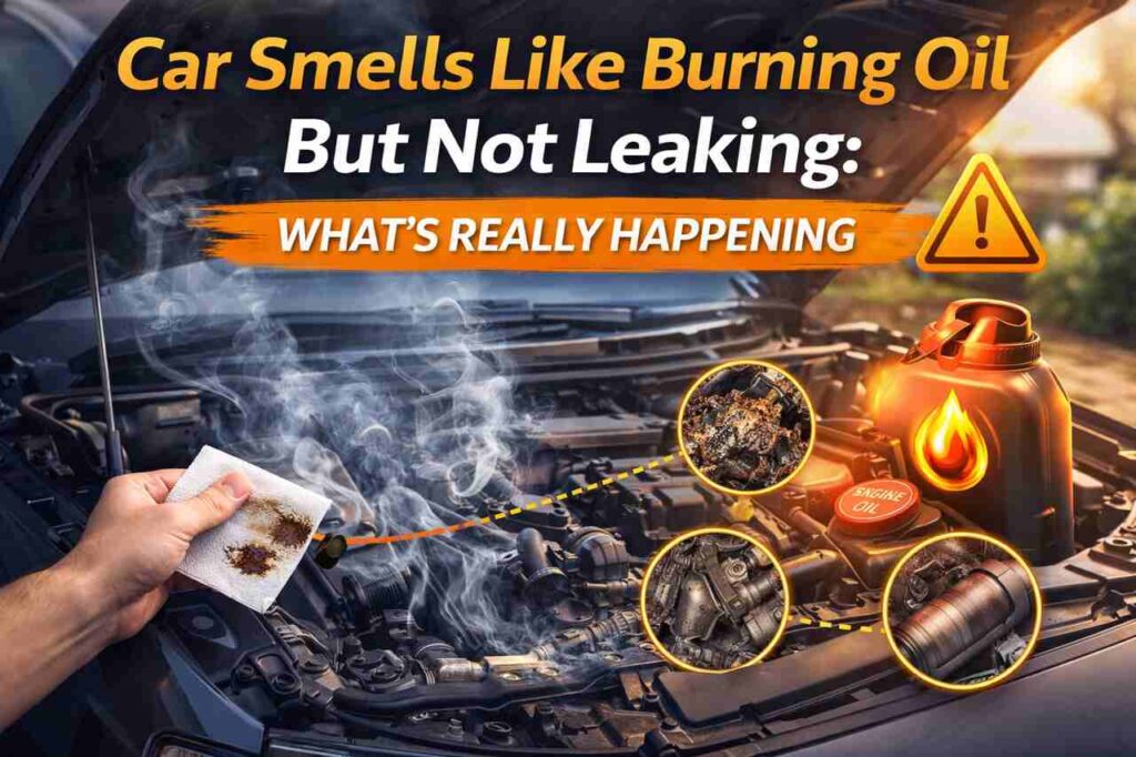 Car engine emitting burning oil smell without visible leak