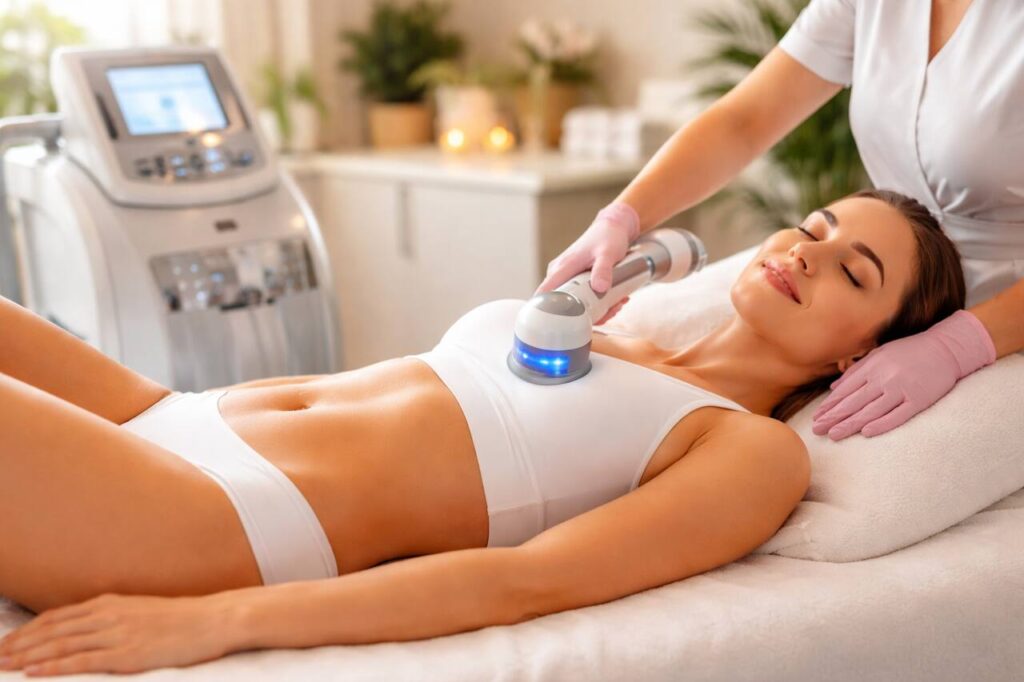 Gentle body contouring treatment in modern wellness spa