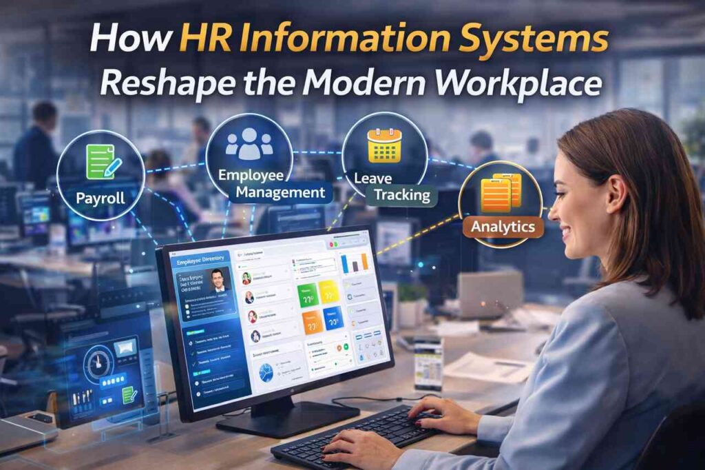 HR information system dashboard improving modern workplace efficiency