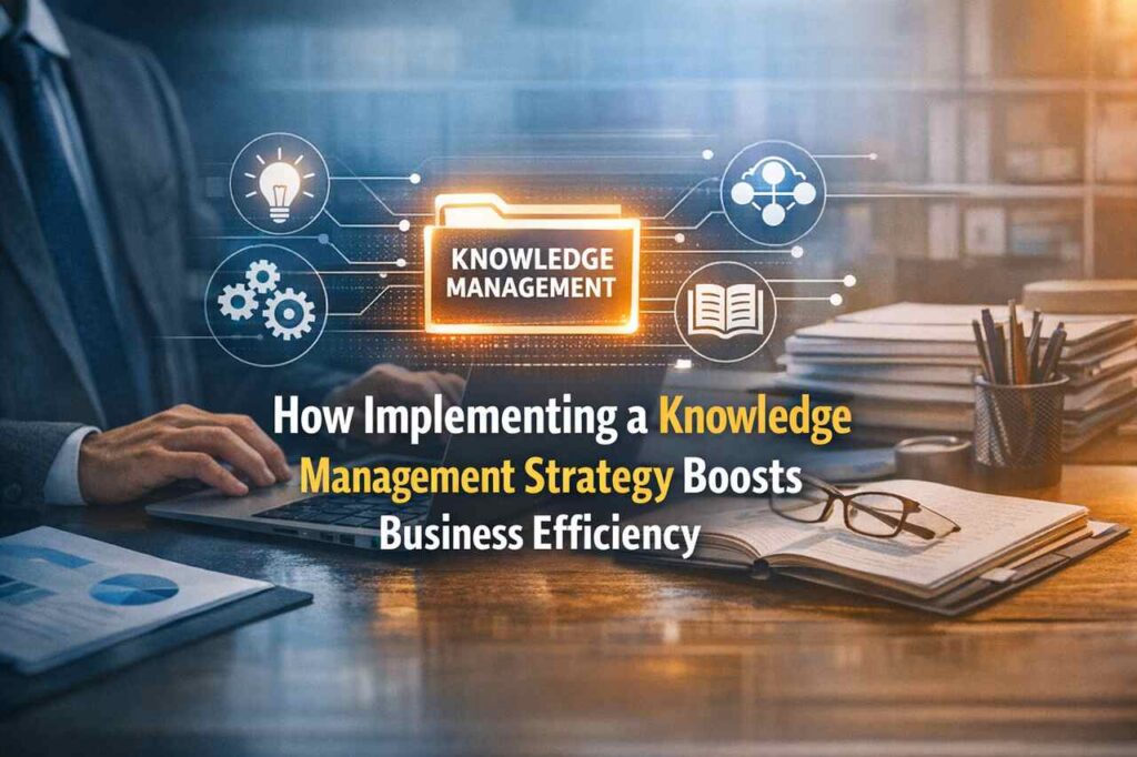 Knowledge management strategy improving business efficiency in a modern office