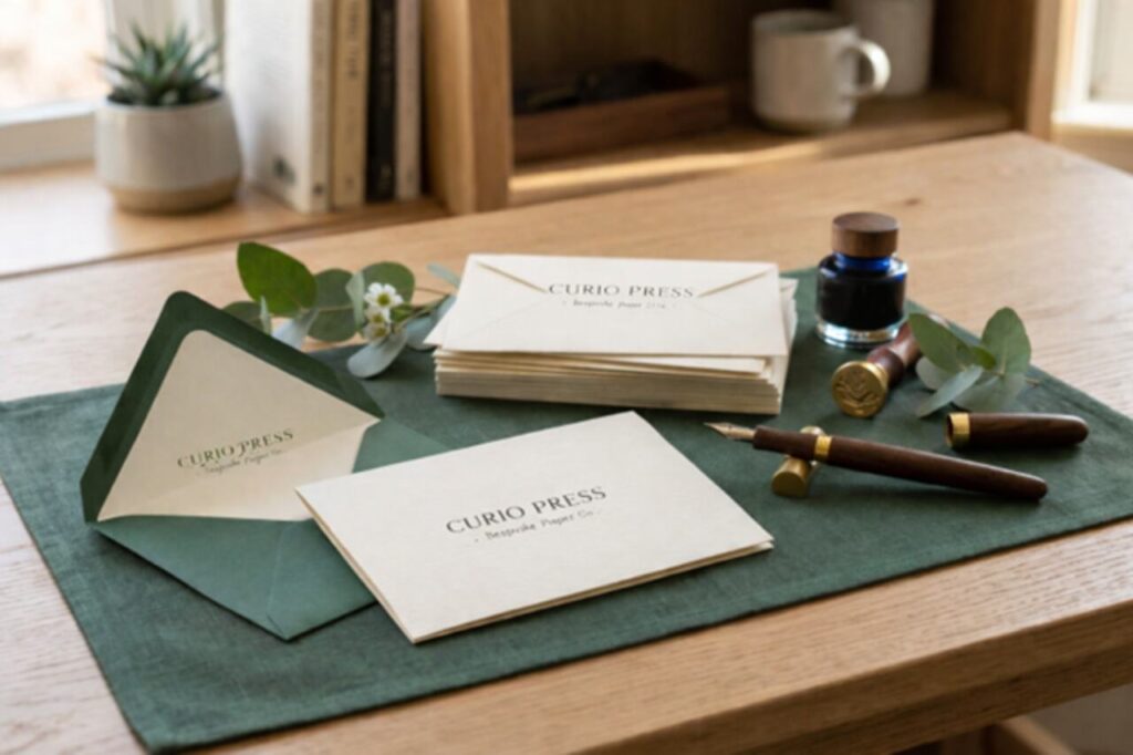 Elegant note cards with envelopes arranged for personalized stationery. ✉️📜