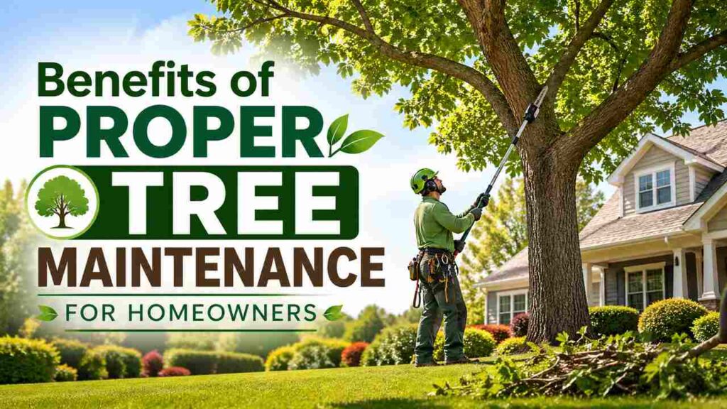 Tree trimming in residential yard