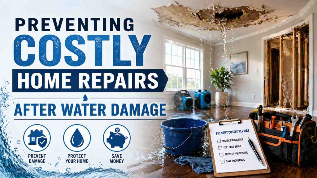 Water damage repair in home interior