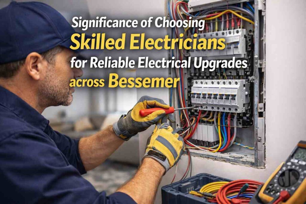 Electrician upgrading electrical panel in Bessemer home