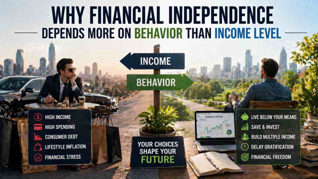 Financial independence comparison between behavior and income choices