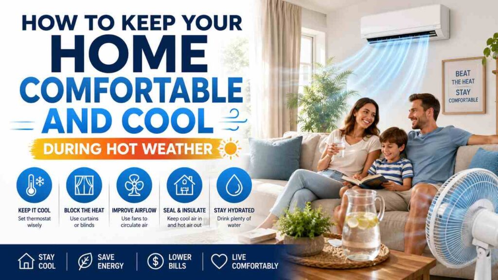 How to Keep Your Home Comfortable and Cool During Hot Weather Family enjoying a cool and comfortable home during hot weather