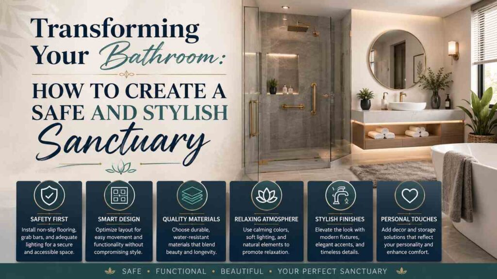 Safe and stylish modern bathroom sanctuary with accessible design