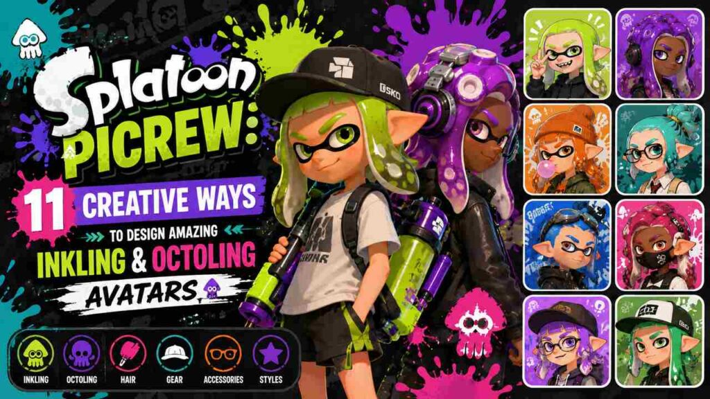 Splatoon Picrew Inkling and Octoling avatar creator examples