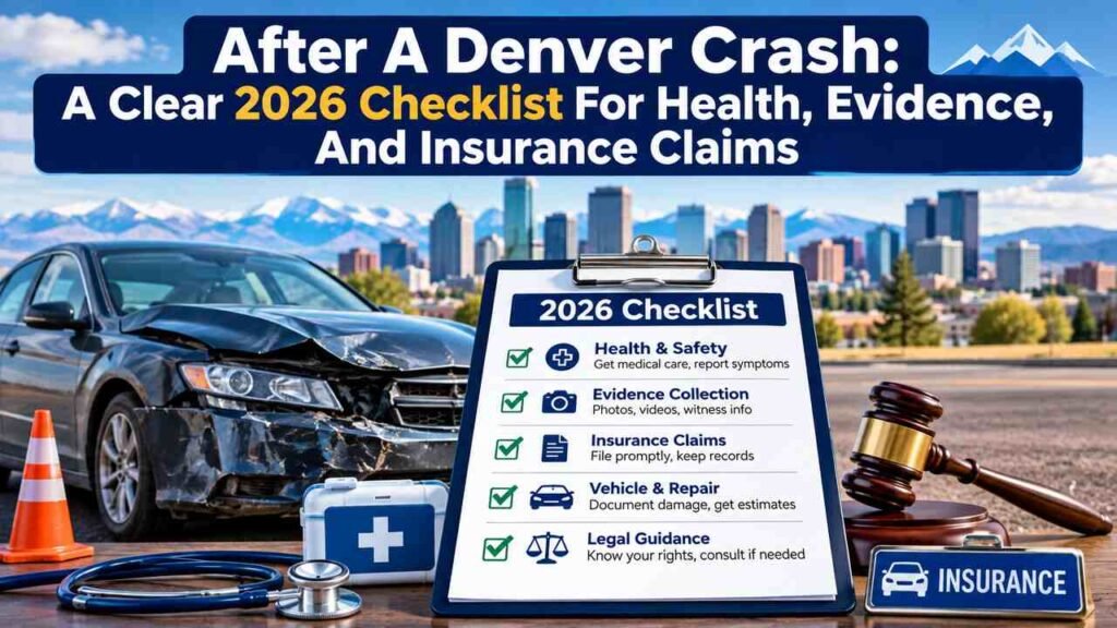 2026 Denver crash checklist for health, evidence, and insurance claims