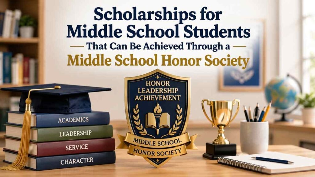 Scholarships for Middle School Students That Can Be Achieved Through a Middle School Honor Society Scholarships for middle school students through a middle school honor society.