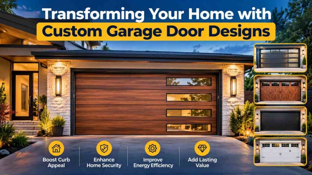 Custom garage door designs transforming a modern home