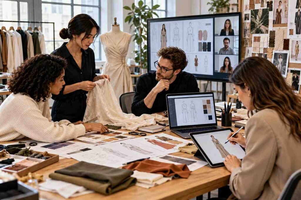 How Fashion Teams Can Build a Connected Design Workflow Fashion team collaborating through a connected design workflow.